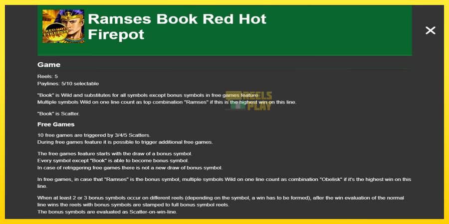 Сурет 1 ойын машинасы Ramses Book Red Hot Firepot