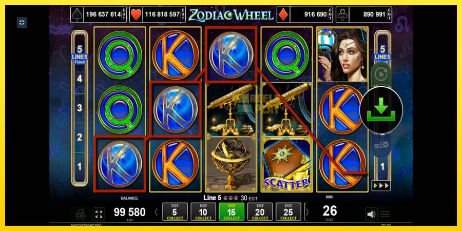 Сурет 5 ойын машинасы Zodiac Wheel