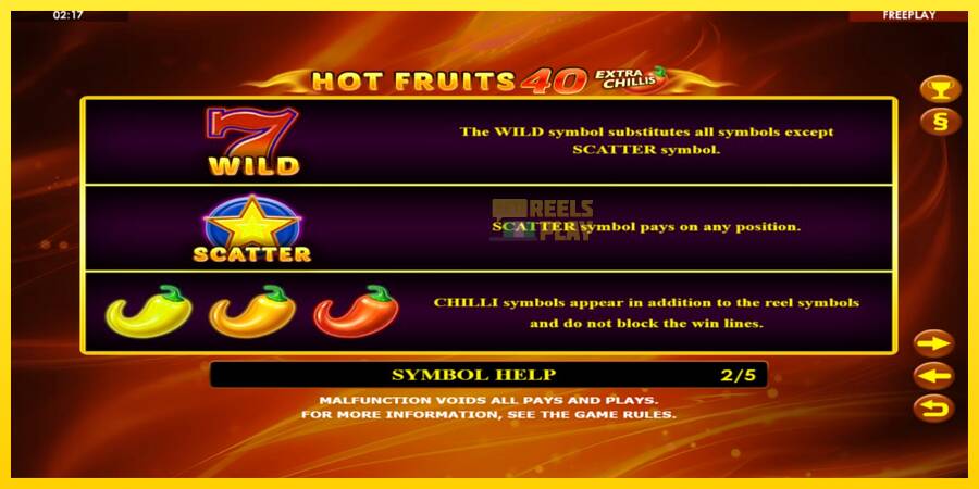 Сурет 5 ойын машинасы Hot Fruits 40 Extra Chillis