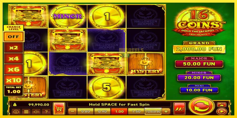 Сурет 3 ойын машинасы 16 Coins Grand Gold Edition Halloween Jackpots