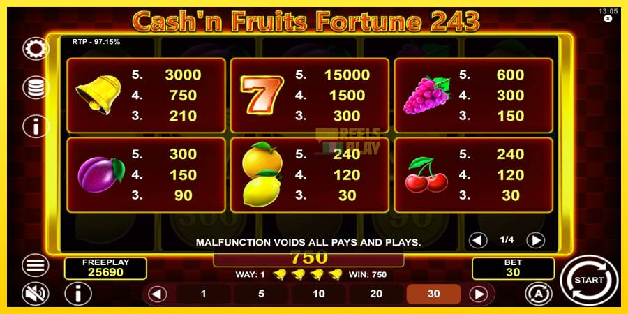 Сурет 6 ойын машинасы Cashn Fruits Fortune 243