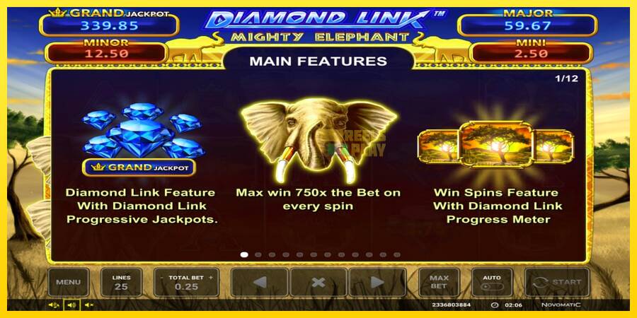 Сурет 3 ойын машинасы Diamond Link: Mighty Elephant