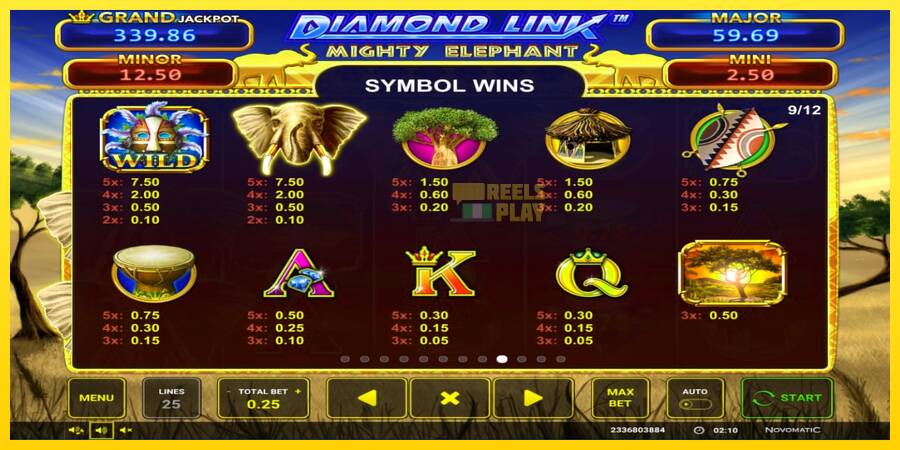 Сурет 7 ойын машинасы Diamond Link: Mighty Elephant