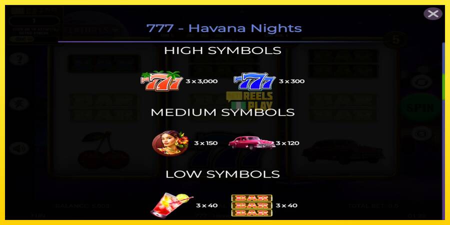 Сурет 5 ойын машинасы 777 - Havana Nights