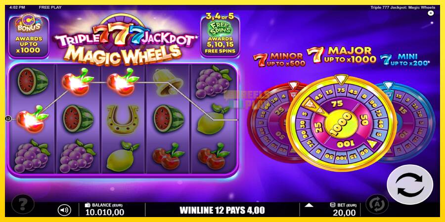 Сурет 4 ойын машинасы Triple 777 Jackpot Magic Wheels