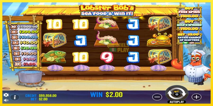 Сурет 3 ойын машинасы Lobster Bobs Sea Food & Win It